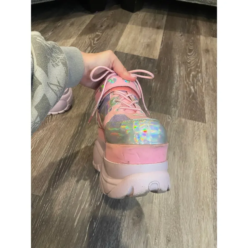 sugar thrillz platform neon and metallic sneakers